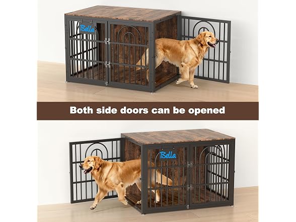 Tiovo 43 Inch Antique Walnut Dog Crate