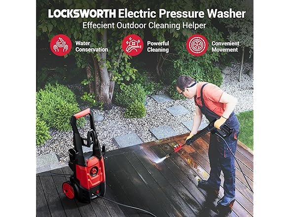 Electric Pressure Washer with Foam Cannon & 4 Quick Connect Nozzles
