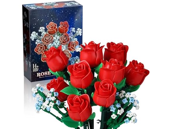 SMIDOLE Red Rose Bouquet Building Set