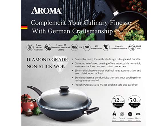 AROMA 5-Qt. German Cast Aluminum Wok