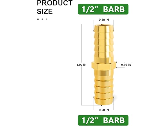 TAISHER 2 Pieces Brass Hose Barb Reducer