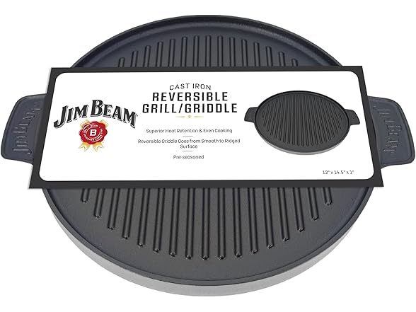 Jim Beam Cast Iron Reversible Grill and Griddle