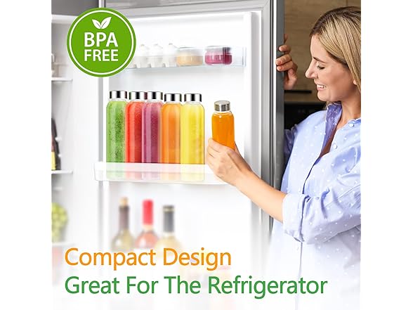 Zukro 18oz Glass Juice Bottles, 6 Pack