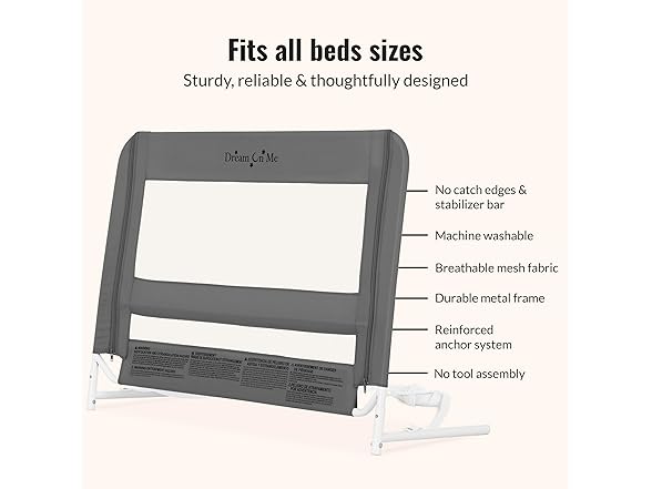 Dream On Me Lightweight Mesh Security Adjustable Bed Rail