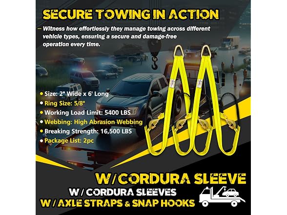 2PC V-Bridle Tow Strap 2" x 6'