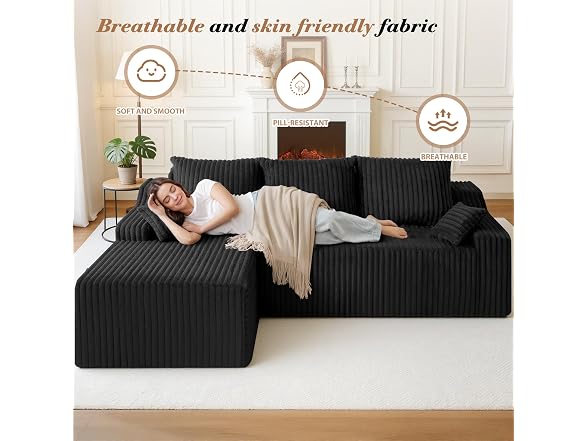 94" L-Shape Modular Sectional Sofa Couch