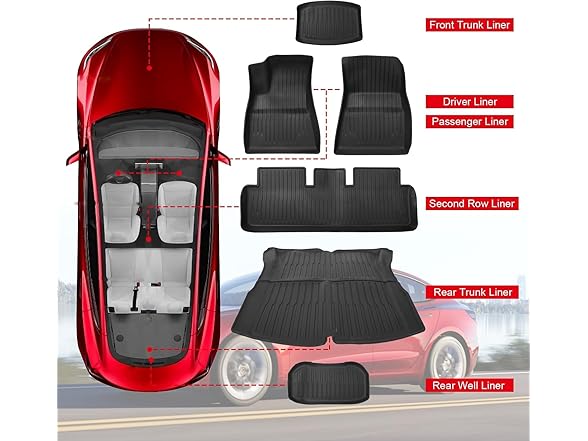 Tesla Model 3 Floor Mats 6pc 5-Seat