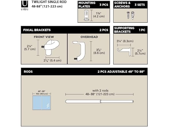 Umbra Twilight Curtain Rod Set – Wrap Around Design