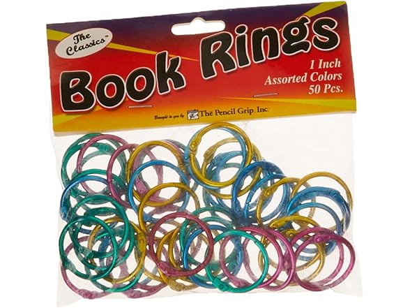 The Classics 1" Diameter 50 Count Book Rings in Assorted Bright Colors