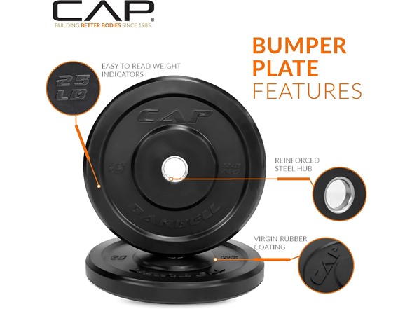 CAP Barbell Better Olympic Bumper Plate Set, 25 lb Pair