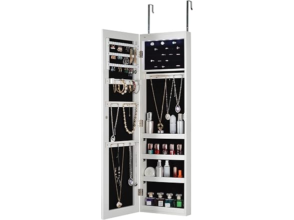 Elevon Hanging Mirror Jewelry Cabinet with Storage