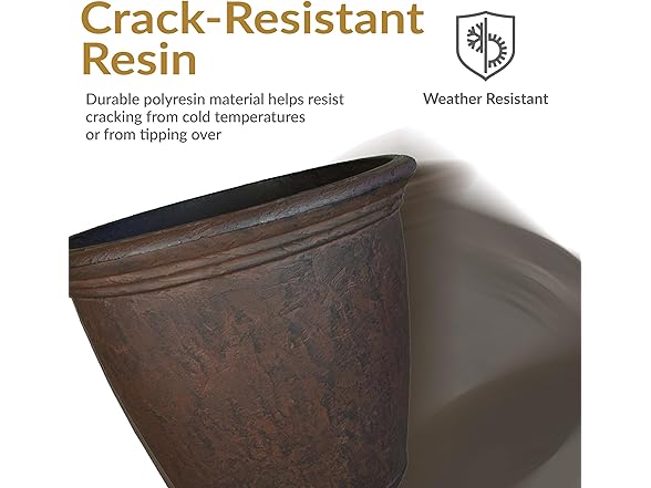 Sunnydaze 24-Inch Anjelica Large Plastic Pot Rust 2pk
