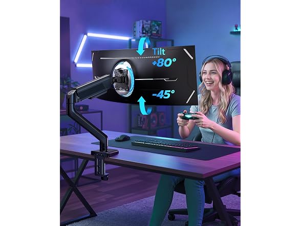 ARES WING 17" to 40" Black Heavy Duty Monitor Arm