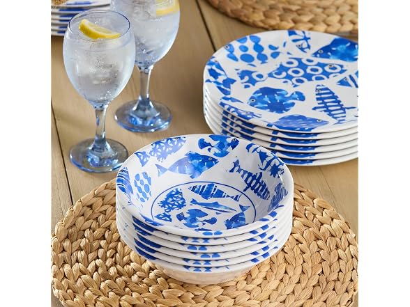 Fish Tale 7.5 Inch MELAMINE ALL PURPOSE BOWLS, SETof 6