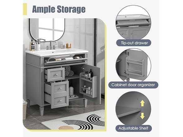 Virubi 30" Bathroom Vanity with Ceramic Sink