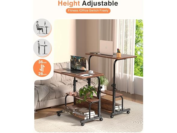 QZMDSM 32in Rolling Desk on Wheels