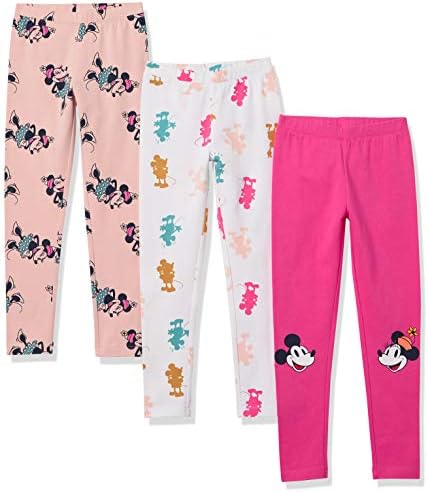 Amazon Essentials Disney | Marvel | Star Wars | Frozen | Princess Girls' Leggings, Pack of 3, Mickey, Medium