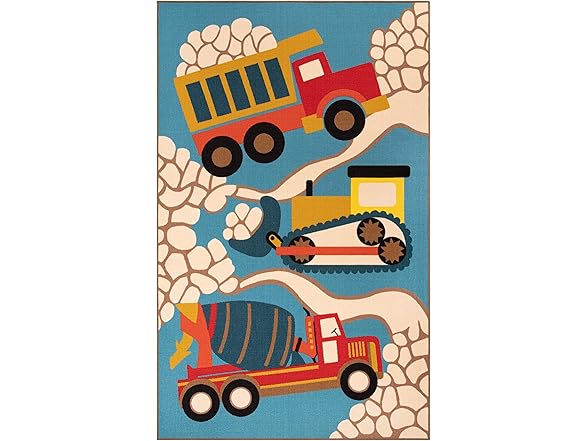 Superior Construction Zone Non-Slip Playroom Indoor Rug