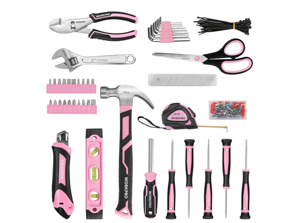 WORKPRO Pink Tool Kit - Pink Tool Set