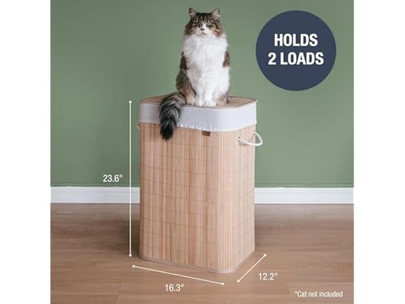 CleverMade Bamboo Laundry Hamper with Lid, 72L