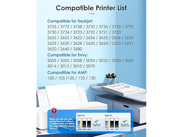 TECKKIN 65XL HP Ink Set, 3-Pack