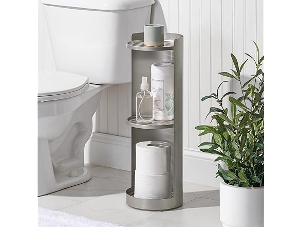 iDesign Freestanding 3-Tier Rotating Bathroom Organizer - Satin