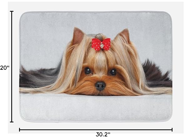 Ambesonne Yorkie Bath Mat, Lying Yorkshire Terrier