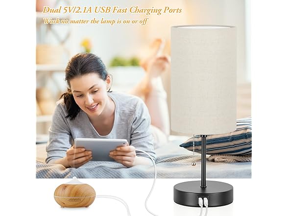 Lakumu 2 Sets Table Lamps with 2 USB Ports