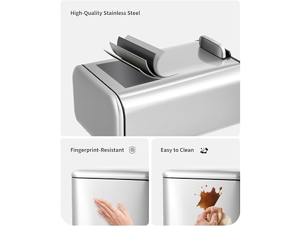 Takywep 12L Rectangular Stainless Steel Trash Can