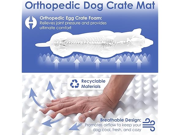 AMERICAN KENNEL CLUB Orthopedic Memory Foam Dog Crate Bed,