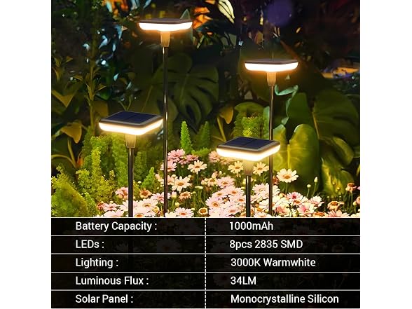 Waterproof Solar Pathway Lights 4 Pack