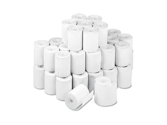 Single-Ply Thermal Cash Register/POS Rolls 2-1/4" x 80 ft. White 50/Ctn
