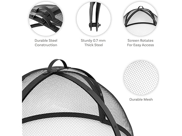 Sunnydaze 22‑Inch Round Fire Pit Spark Screen Lid