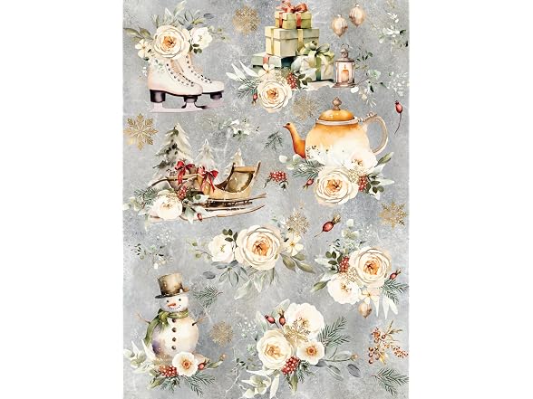 Craft Kreatively White Christmas Rice Paper, 11.5 x 1