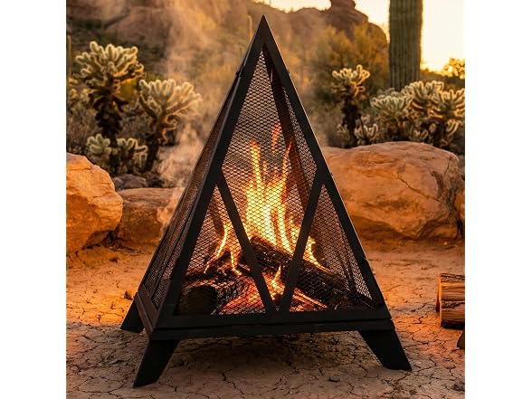 Sunnydaze Decor Pyramid Fire Pit Black - Gallery 9