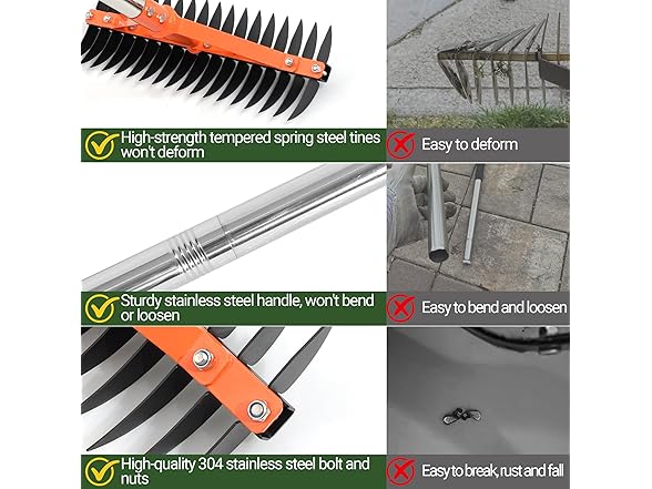 CKLT 18-Tine Thatch Rake 62.5in Handle