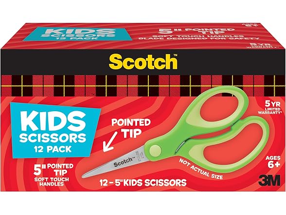 Scotch 5-Inch Soft Touch Pointed Kid Scissors