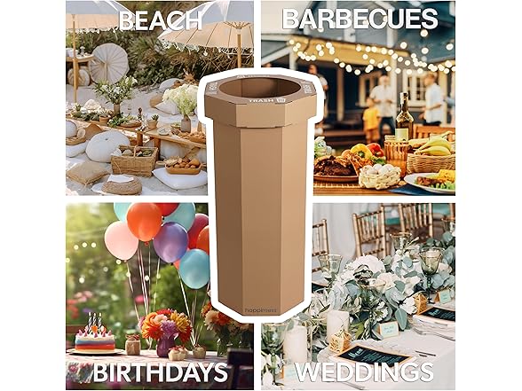 Fleur 25-Gallon Traditional Classic Disposable Corrugated Cardboard Event Trash Can 