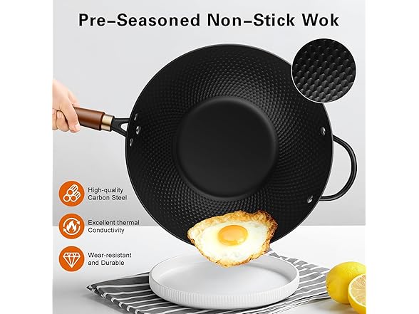 Todlabe Carbon Steel Nonstick Wok Pan