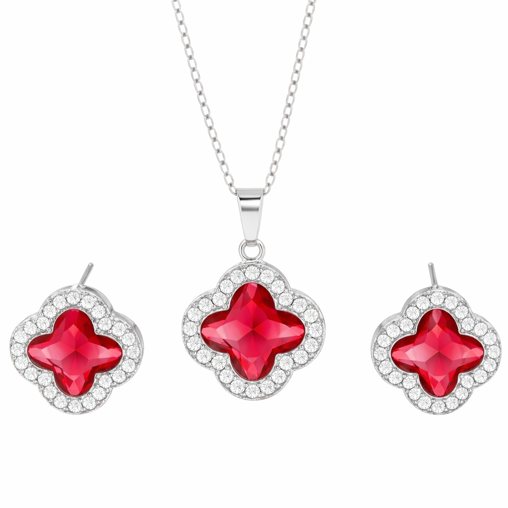 Womens Clover Pendant & Earrings Set - Gallery 14
