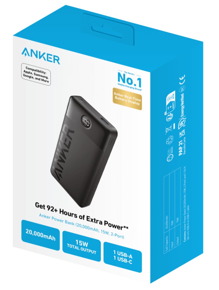 Anker 20,000mAh 15W Powerbank 2-Port (USB-C & USB-A) - Gallery 4