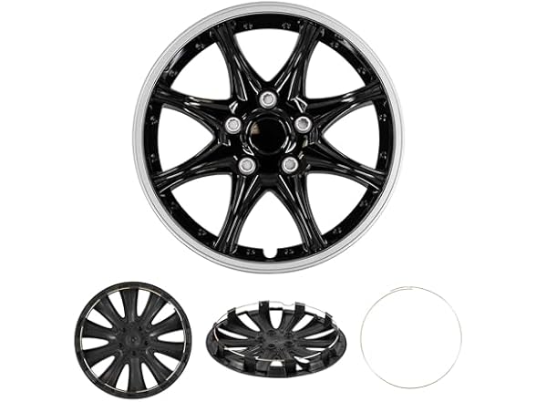 Cobra-Tek 099-KR 4PC Hubcaps JDM Black/Red - Choose Size