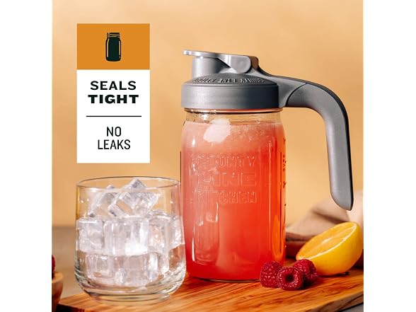 County Line Kitchen Glass Mason Jar Pitcher with Lid
