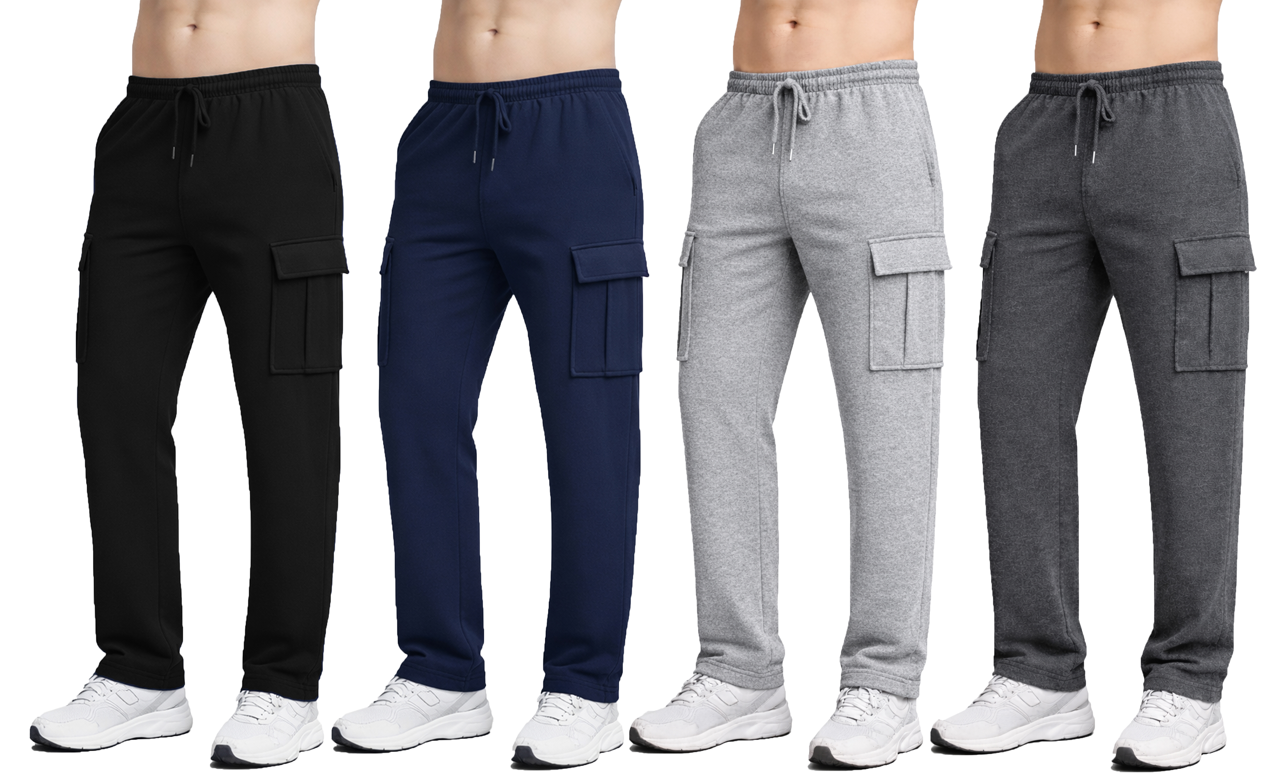 3Pk Asst Mens Fleece Open Bottom Pants - Gallery 7