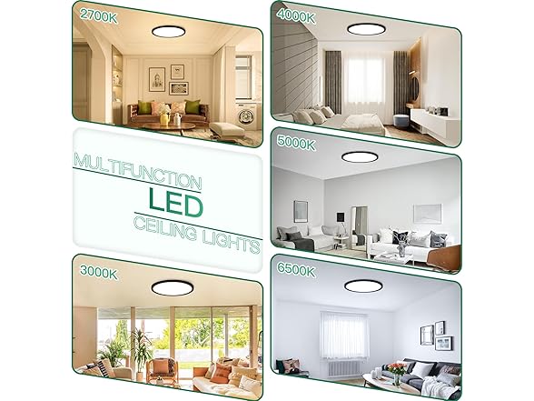 Brightever LED Flush Mount Ceiling Light, 24W 3200LM 5CCT