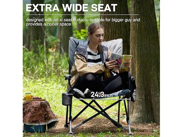 EVER ADVANCED Grey Padded Camping Chair 2 Pack