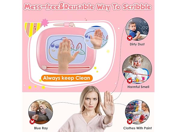 Magnetic Drawing Board for Kids Pink