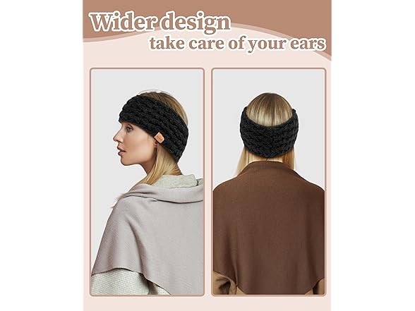 MUTKIS Winter Headbands  3 Pack Fleece Lined