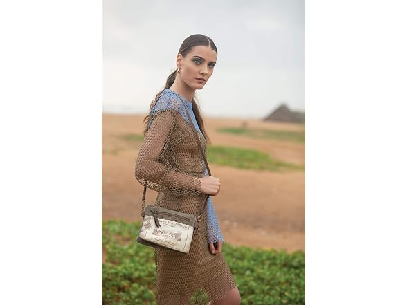 Myra Bag Pomerol Upcycled Canvas & Leather Small Crossbody Bag S