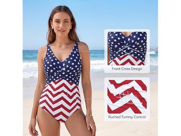 American Trends Girls (6-8) American Flag Swimsuit